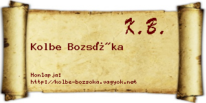 Kolbe Bozsóka névjegykártya